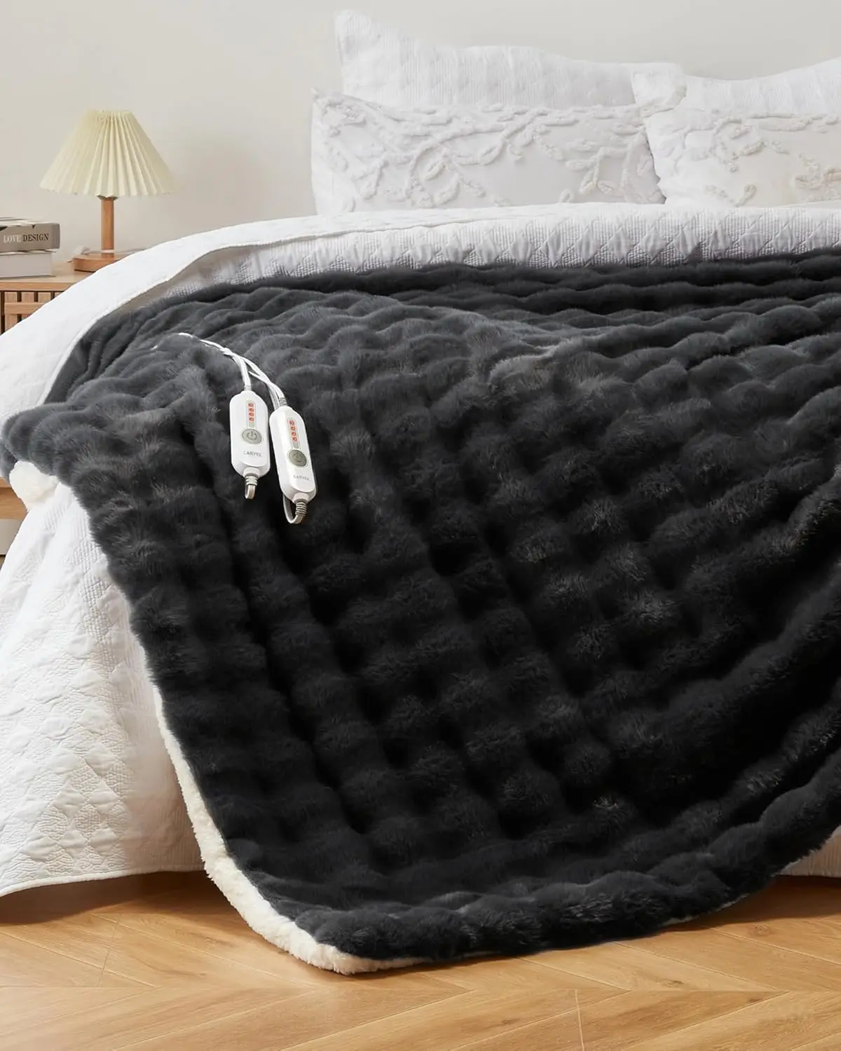 

Queen Size Heated Blanket with Dual Control, 4 Heat Settings, Auto-Off & Overheat Protection for Home Couch or Bed