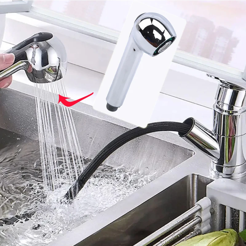 

Kitchen Faucet Pull-out Sprinkler Head Accessories Basin Nozzle Spash-proof Head Pull-out Telescopic Sprinkler Head Shower