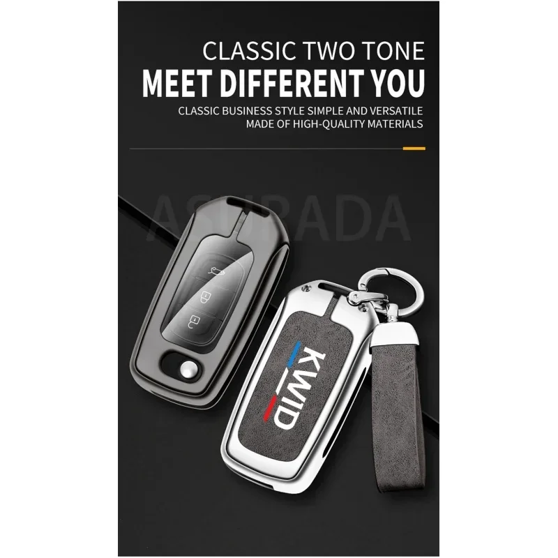 Auto TPU Zinc Alloy Key Case Bag For Renault Kwid Logo Car Key Chain Car Metal Key Shell Interior Car Decoration Accessories