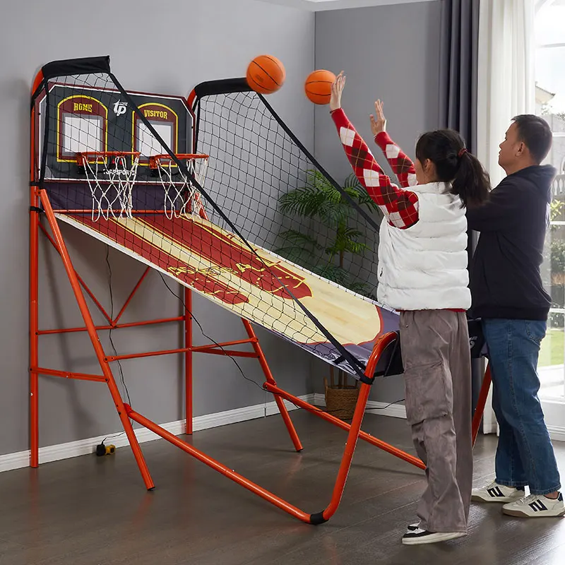 ダブル大人用屋内電子スコアリングバスケットボールフープフィットネスエンターテイメントシューティングゲーム機