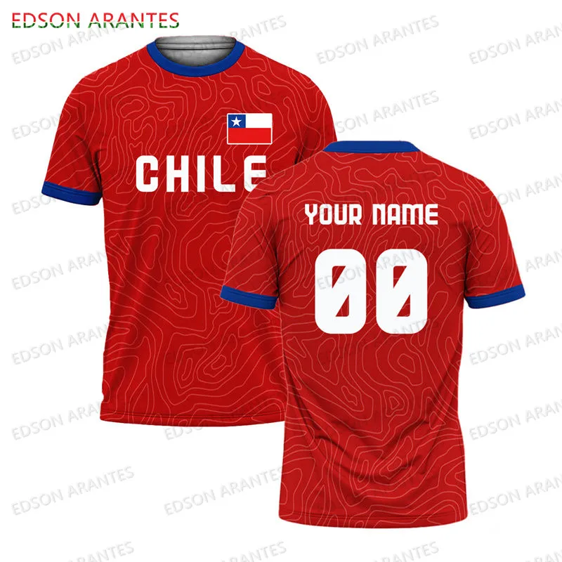 Custom CHILEAN Flag Futbol Jersey Personalize Name Nation Team Uniform T-Shirt CHILE Patriotic Clothes Fans Gift For Adult Kids