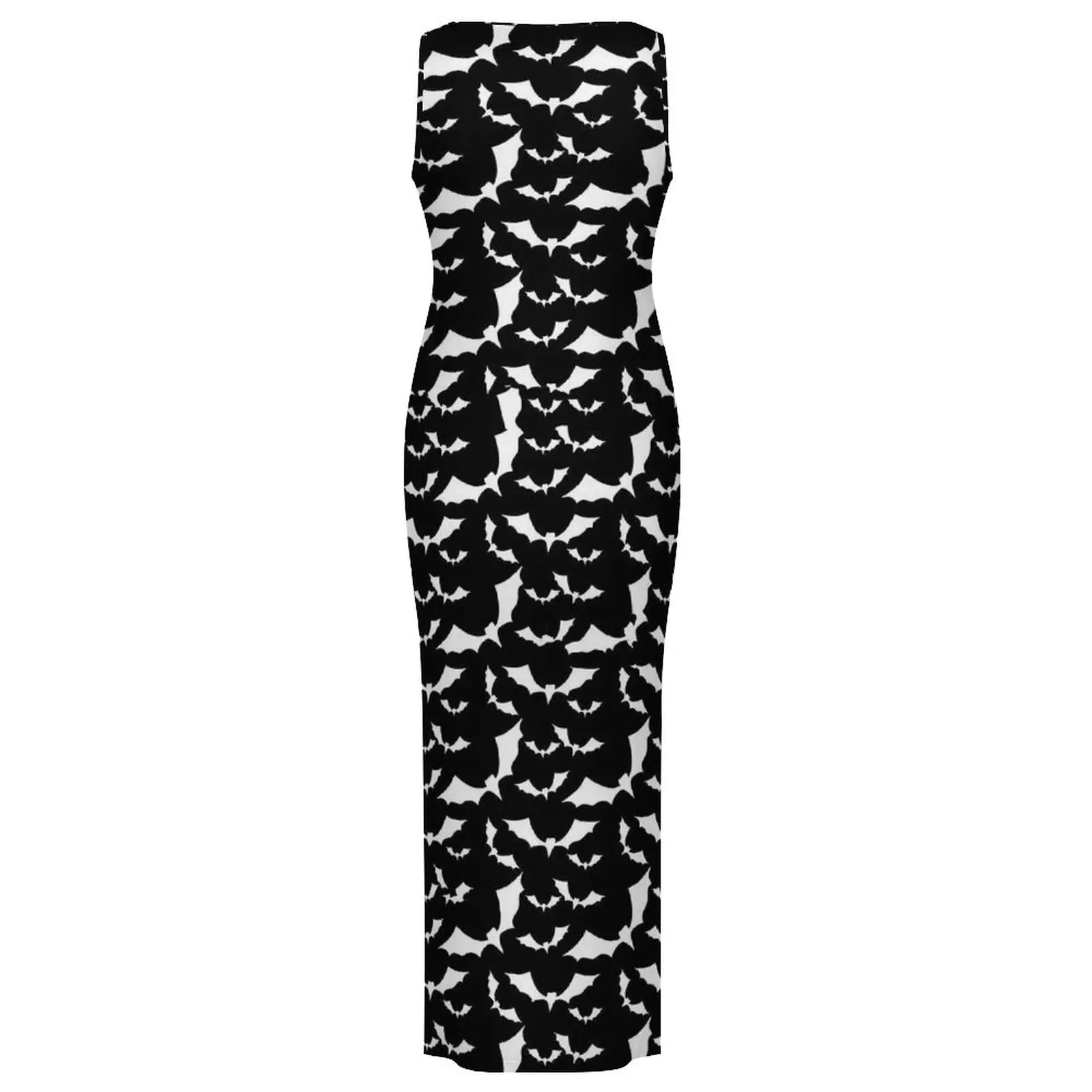 Black Bat Bodycon Dress Summer White Animal Elegant Maxi Dresses Women Sleeveless Pattern Street Wear Dress Big Size