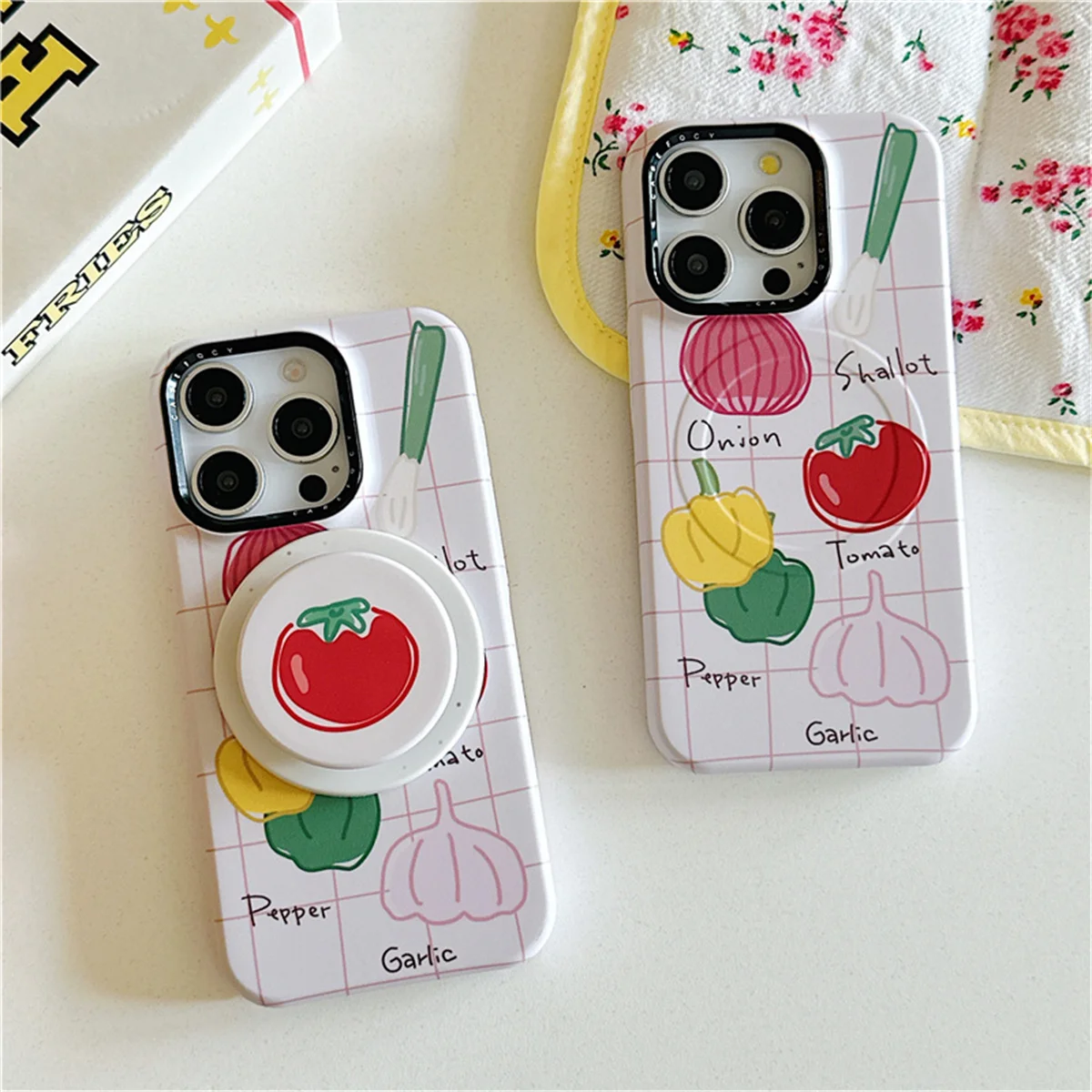 

Ins Cute Tomato Vegetable Magnetic Stand Phone Case For iPhone 16 Pro 12 13 15 14 Pro Max Cover for Magsafe Cases Shockproof Fun