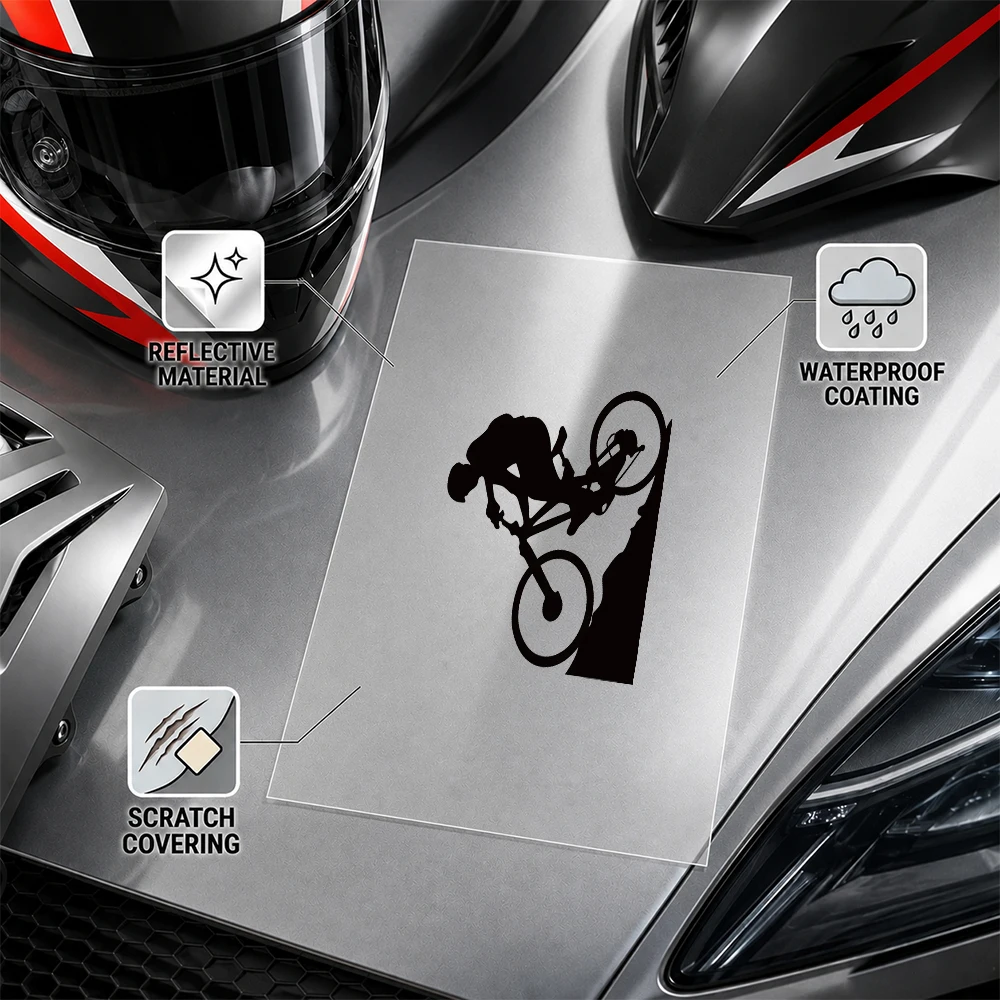 Mountain Biker Silhouette Sticker Waterproof Car Motorcycle Helmet Decal Scratch Cover-up Self-Adhesive Vinyl for Laptop Window 2