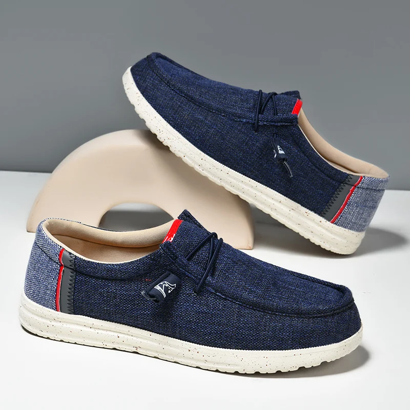 Canvas Herenschoenen Nieuwe Mannelijke Loafer Lichtgewicht Zachte Zool Ademende Slip-On Walking Casual Schoenen Voor Heren Plus Maat 40-48