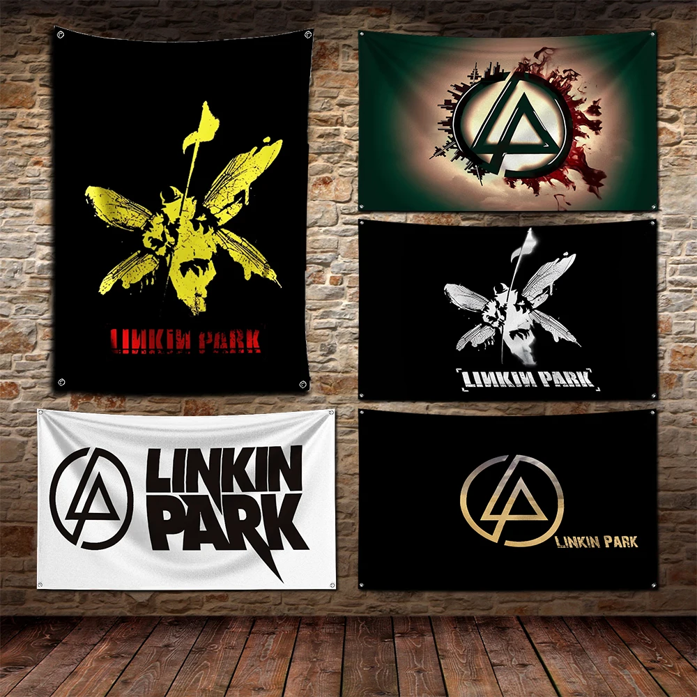 3x5 Ft  Flag L-LinkinparkS Rock Music Polyester Digital Printing Banner for Garage Wall  Out Door Decoration With Brass Grommets