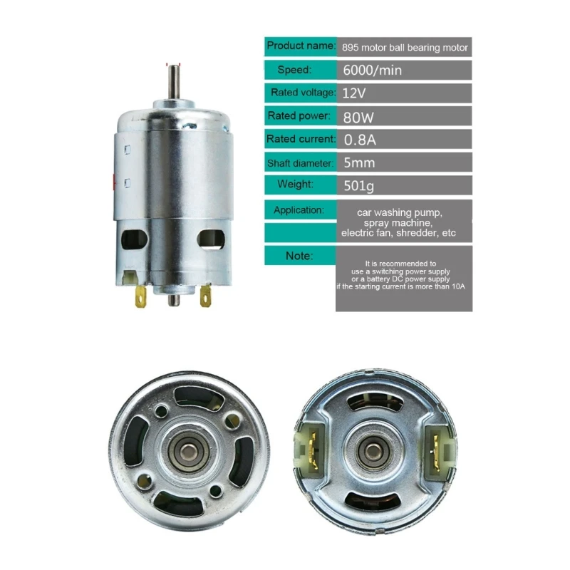 DC12-24V 775 795 895 มอเตอร์ความเร็วสูงแรงบิดขนาดใหญ่มอเตอร์แบริ่งบอลคู่ Drop Shipping