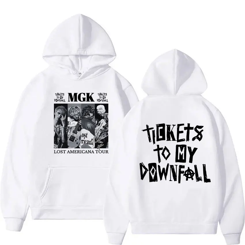 Custom Rapper MGK Lost Americana Tour 2026 Graphic Hoodies Machine Gun Kelly Rock Hip Hop Pullover Sweatshirts Men's Gothic Stre