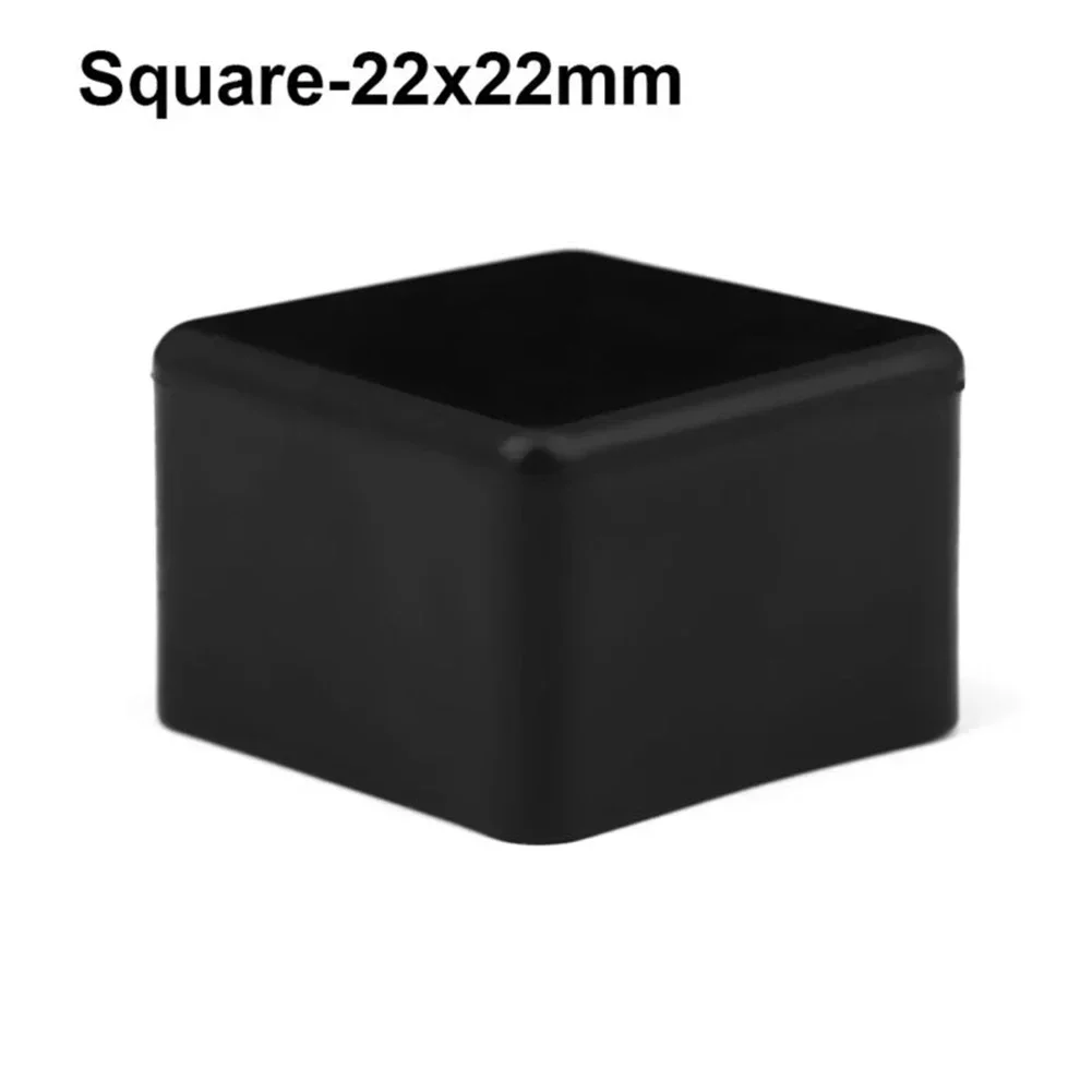 Interior Decoration Furniture Chair Leg Cap 12 Pcs Black Color Furniture PVC Material Rubber Feet Square Shape