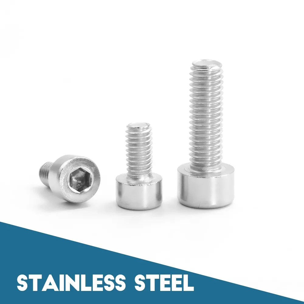 5/10/20/50pcs M1.6 M2 M2.5 M3 M4 M5 M6 304 Stainless Steel Allen Hex Hexagon Socket Cap Head Machine Screw for Furniture