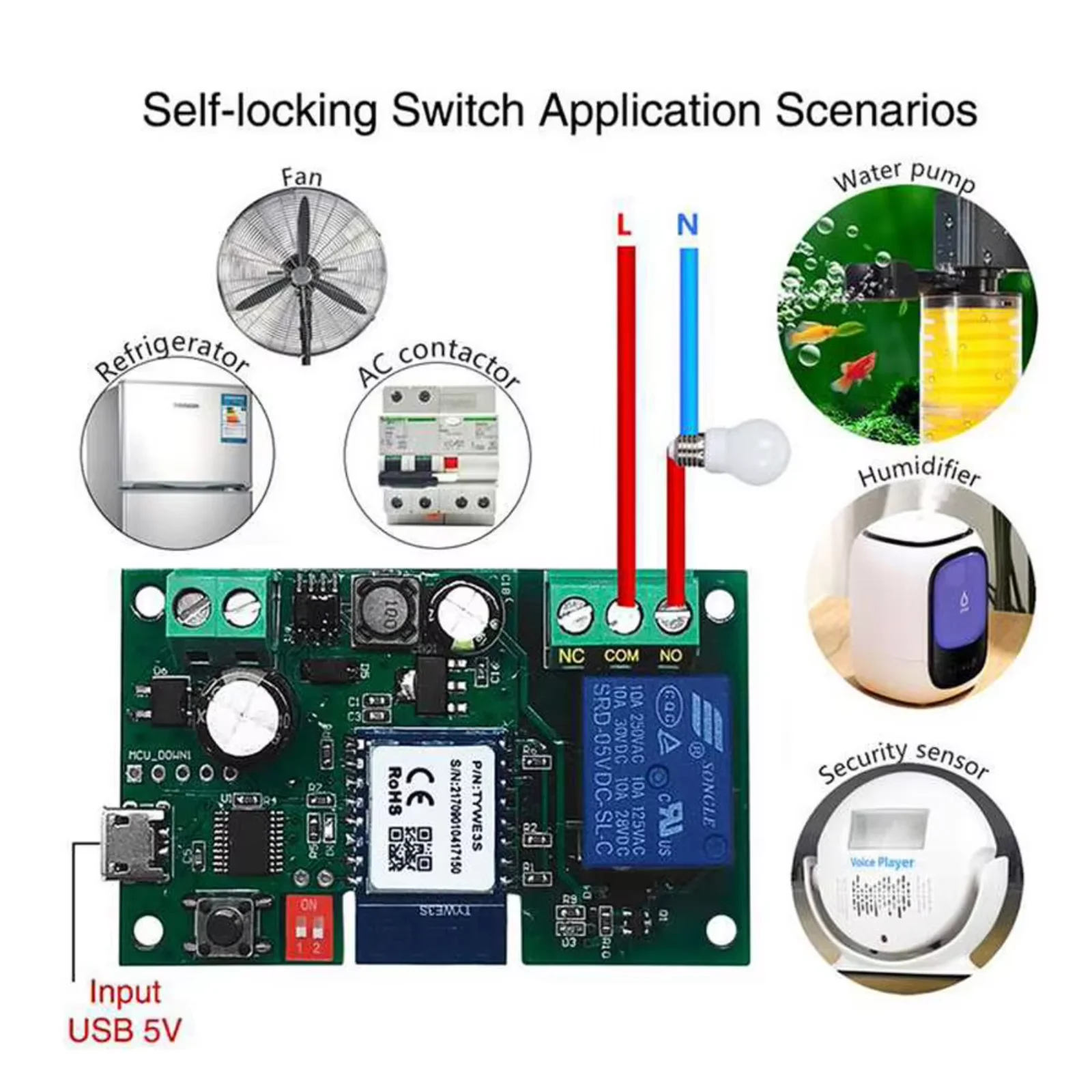 EACHEN-Módulo de relé inteligente Wifi de un canal, interruptor inalámbrico, modo de avance lento momen, soporte inteligente, aplicación Tuya Smart life
