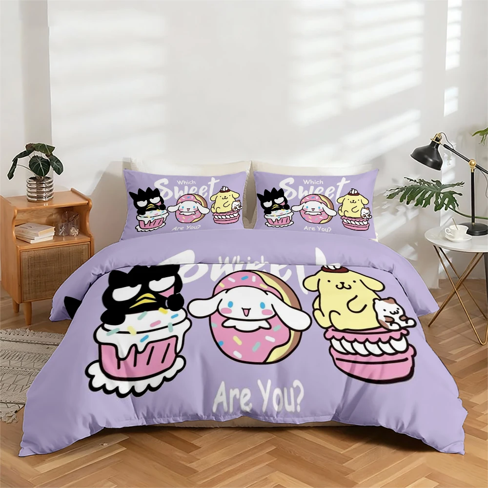 

3-Piece High-Definition Digital Printed Bedding Set, Quilt Cover Set with Cartoon Dessert Patterns, Large Floral Pattern Quilt Cover Set, Includes 1 Quilt Cover + 2 Pillowcases, Suitable for Bedroom, Guest Room, Home Decoration, Polyester Fiber Quilt Cove
