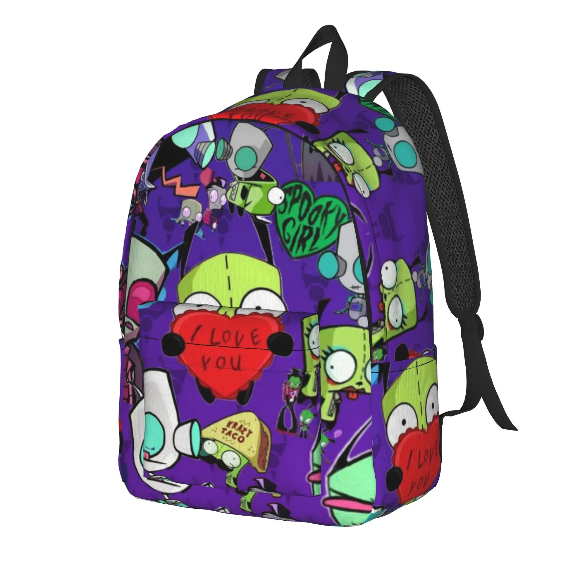 Invader Zim Gir Dib Robot Backpack American Animated College Backpacks Casual High School Bags High Quality Pattern Rucksack