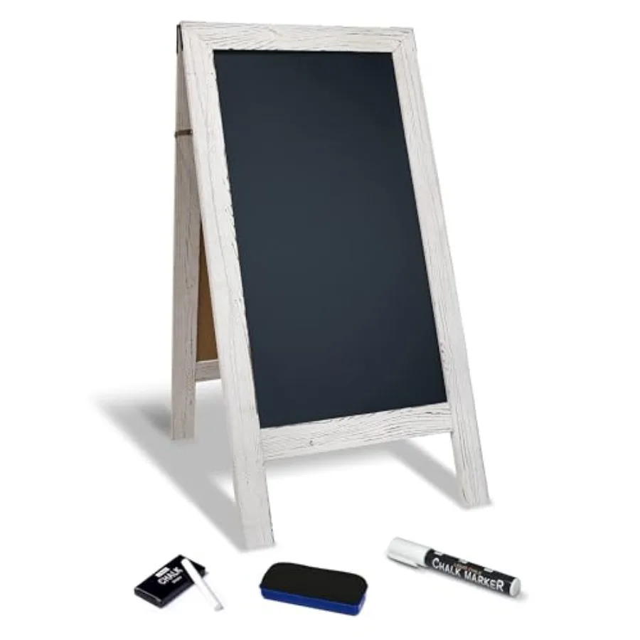 

Magnetic A-Frame Chalkboard Sign Extra Large 20" x 40" Standing Chalkboard Easel with Chalk Marker + Chalk and Eraser Sandwich
