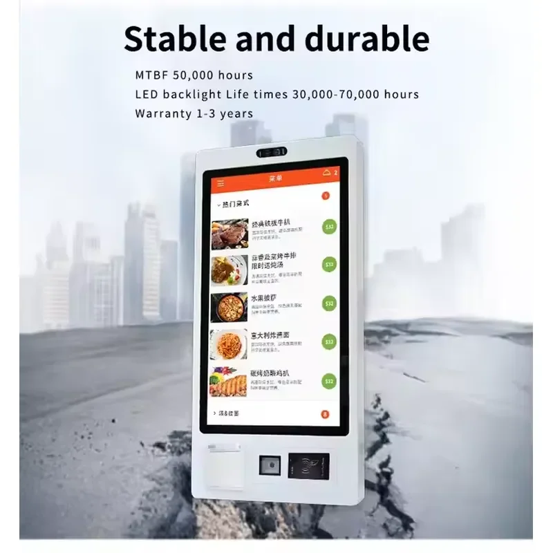 Restaurant 21.5 Inch Order Touch Screen POS System Self-service Payment Machine Self-service Order Payment Kiosk
