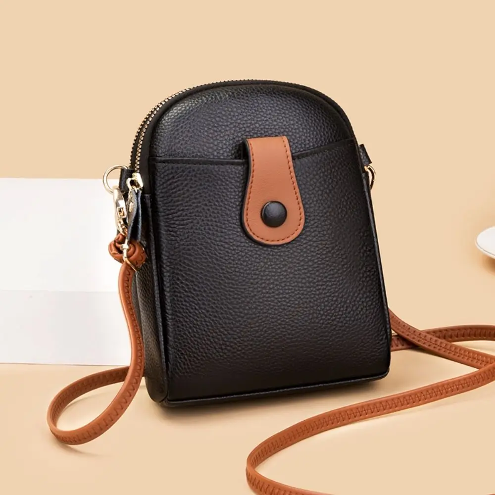 Women\'s Shoulder Crossbody Bags Phone Bag Solid Color Ladies Handbag Real Cowhide Small Women Coin Purse