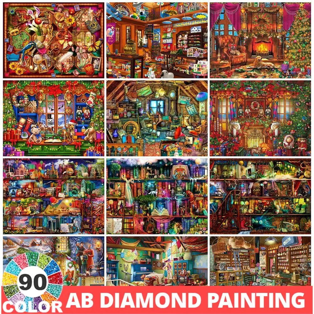 AB 90 Colors Diamond Painting 5D DIY Embroidery Christmas Cross Stitch New Arrival Hobby Gift Full Drill Wall Stickers Art Kit