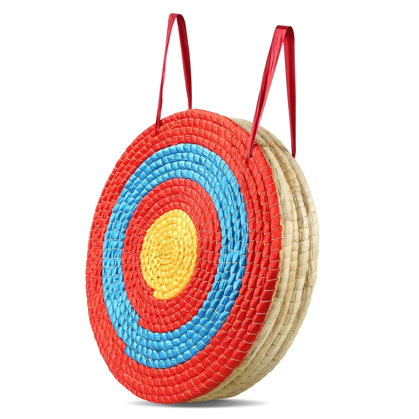 SucceBuy Cible de tir à l'arc traditionnelle ronde en paille solide de 20 pouces, cible en corde colorée à 3/5 couches pour l'entraînement au tir
