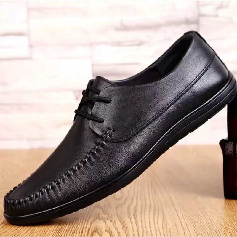 Leather Men Formal Shoes Luxury Brand 2023 Men\'s Loafers Dress Moccasins Breathable Italian Black Wedding Shoes Plus Size 38-47