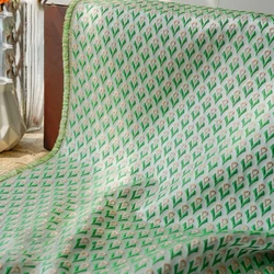 Grass Green Geometric Pattern Yarn Dyed Jacquard Fabric Spring and Autumn Women's Dress Fabrics 45cmx140cm
