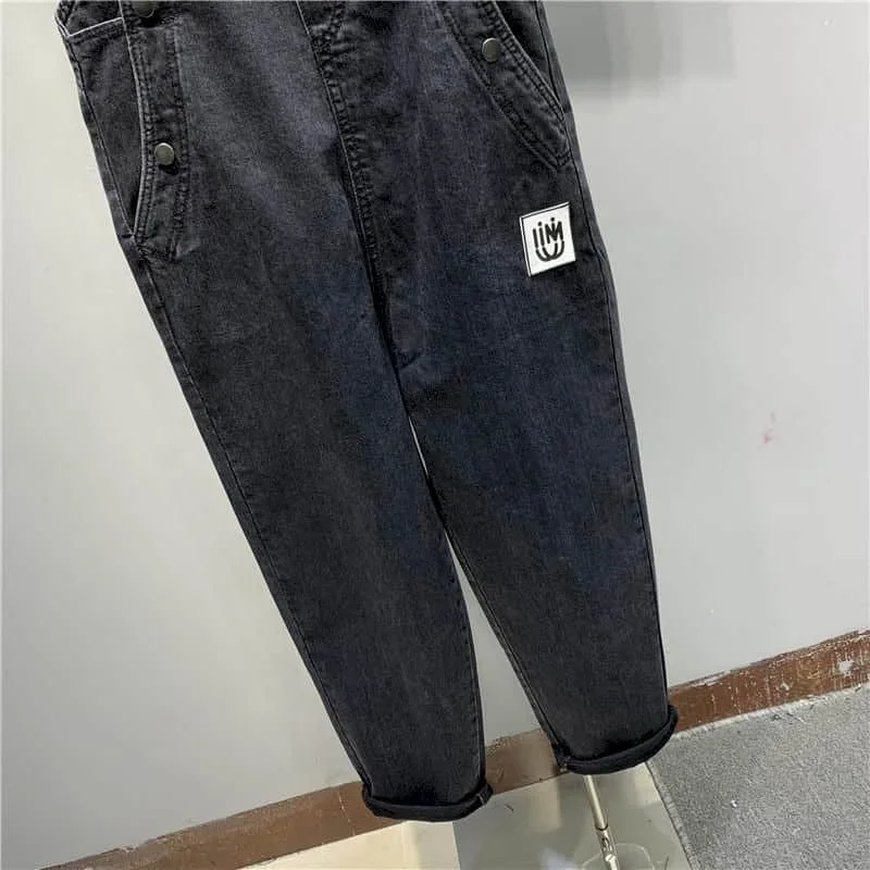 Jumpsuit Solid untuk Wanita Celana Lurus Hitam Dasar Pakaian One Piece Vintage Pakaian Wanita Romper Kasual Longgar Gaya Safari