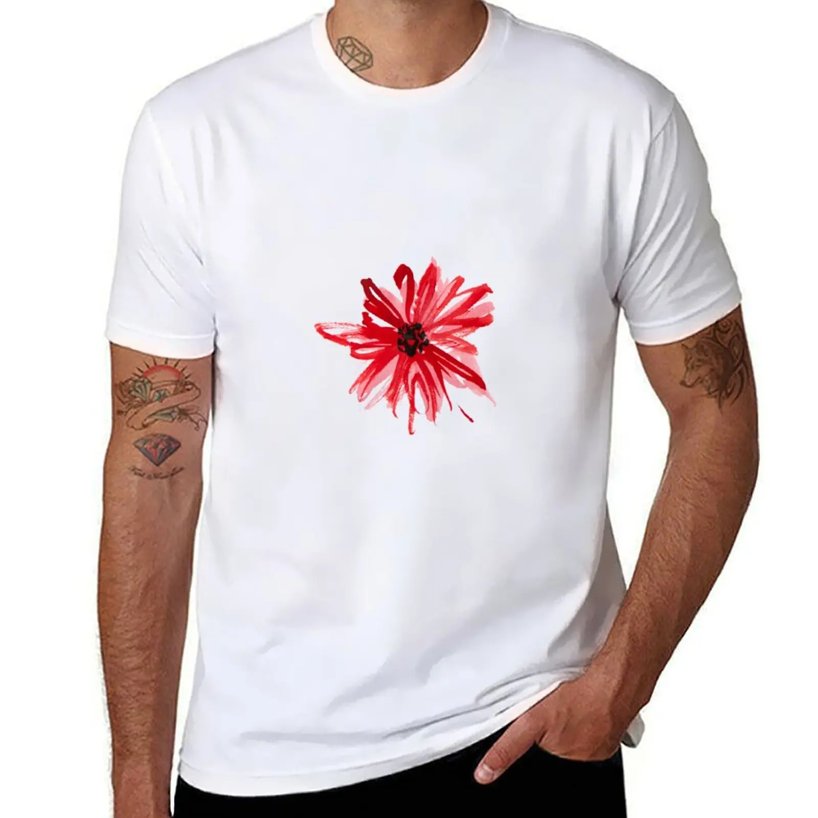 

shirts oversize Flower t Red anime T-Shirt Watercolor t man shirt plain