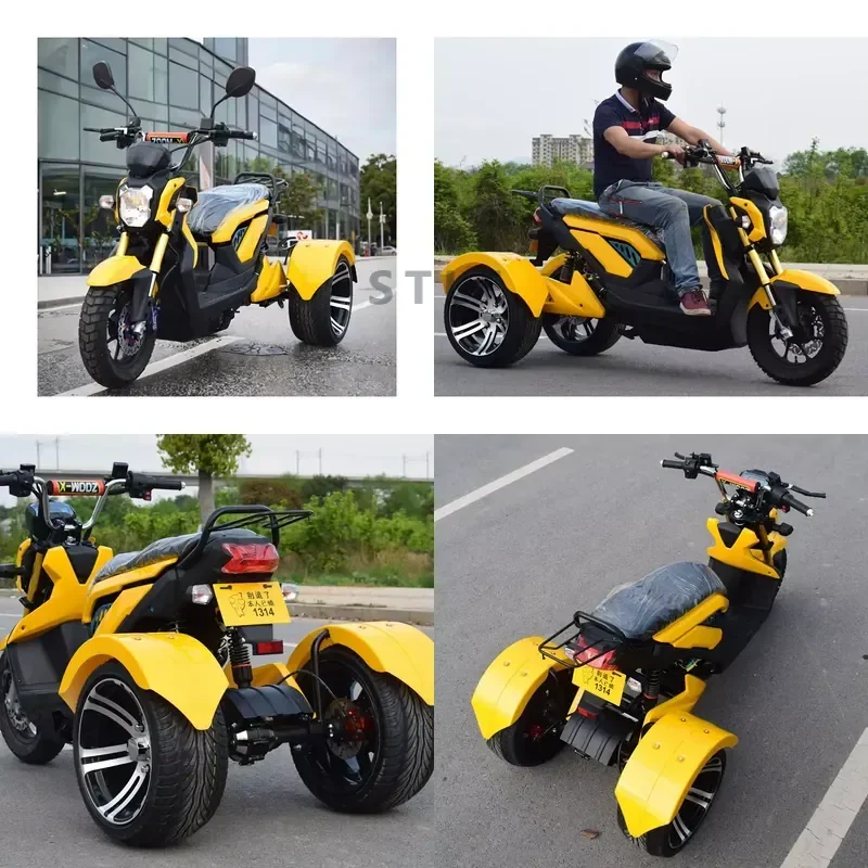 STROVAN New Style Durable 1000W/1500W Motor 60V Removable Battery Three-Wheel Electric Tricycle Scooter Open 50km/h Dual