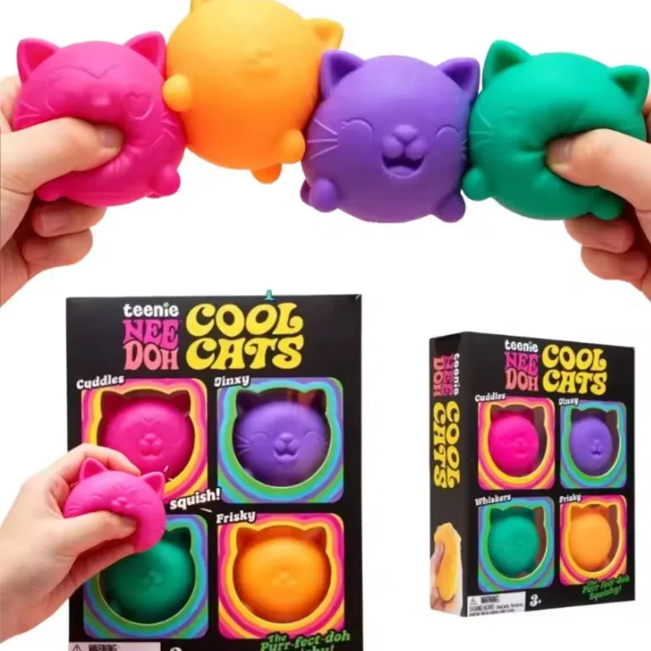 @4Pcs Swirl NeeDoh Cube  Nice-Sicle Squishy Toy, Sensory Stress Relief Squeeze Fidget Toys Anti-Anxiety Hand Toys for Focus ADHD