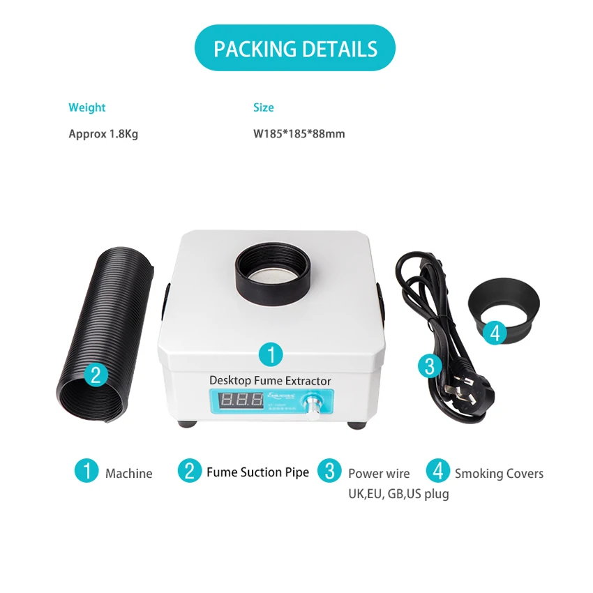 130XP 30W Fume Extractor Soldering Smoke Purifier Deodorizing Fog Filter Suction Smoke Discharge Small Desktop Instrument