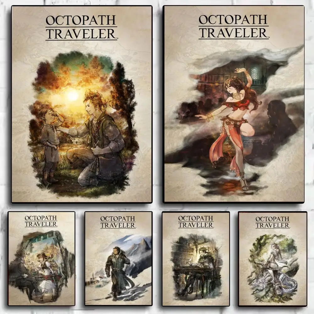 Póster de Anime O-Octopath Traveler, arte de pared estético moderno, artículos de decoración minimalistas para habitación
