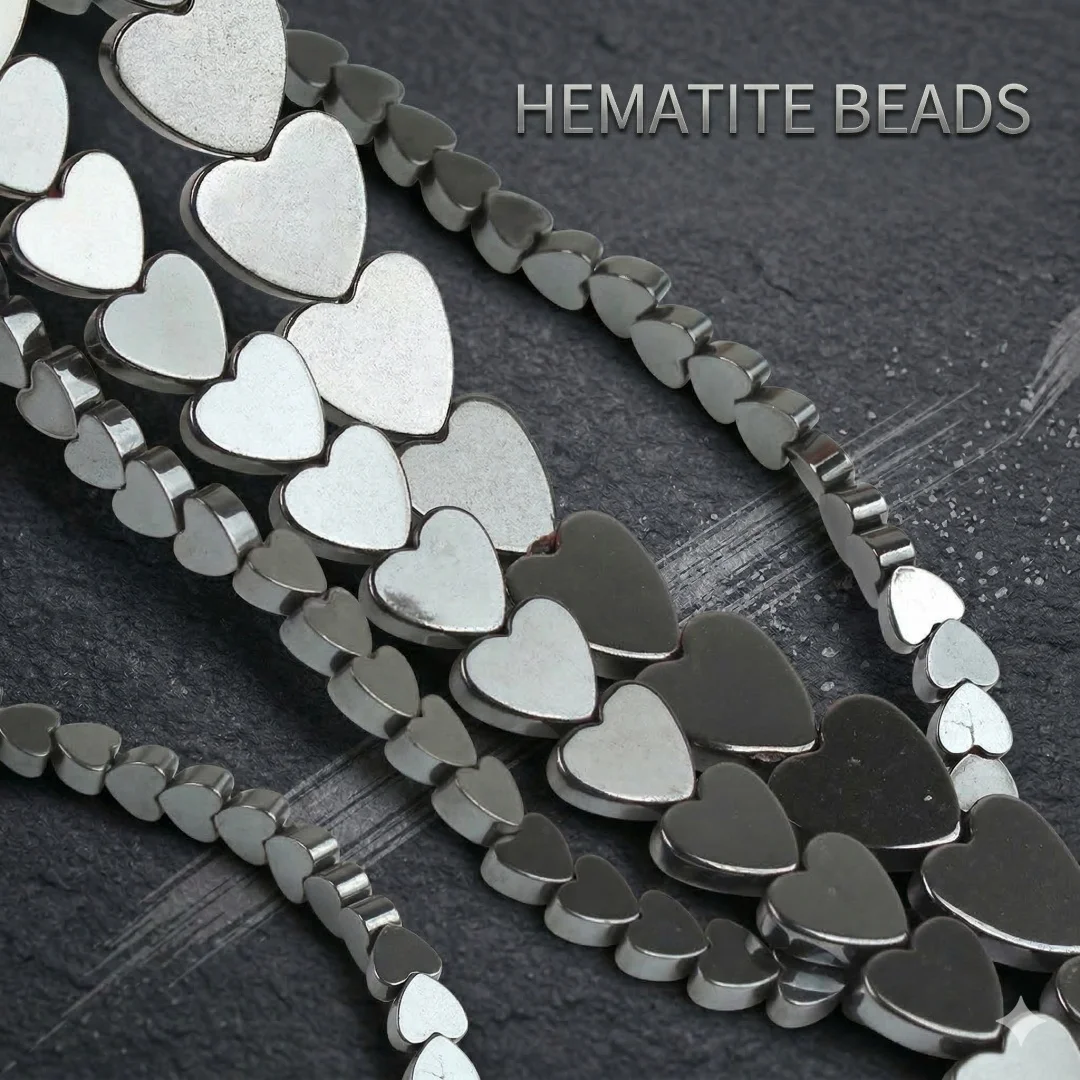 Natural Stone Love Heart Shape Hematite Loose Spacer Beads For DIY Jewelry Making Bracelet Accessories 15\'\' 4x4mm 7x6mm 10x10mm