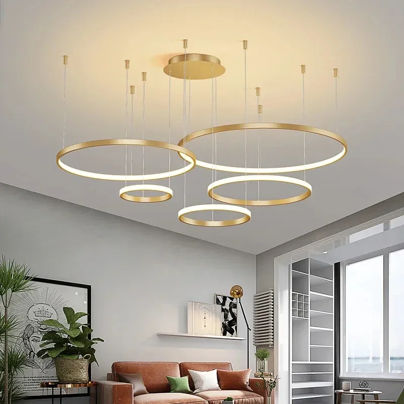 

Creative Ring Pendant Lights For Living Room Acrylic Led Restaurant Chandelier Modern Minimalist Art Home Decoration Custom Lamp