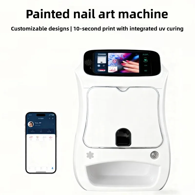 Smart All-in-One Nail Art Printing Machine, 3D Auto Pattern Printer Integrated with Nail Dryer Lamp for Salon Use Tool