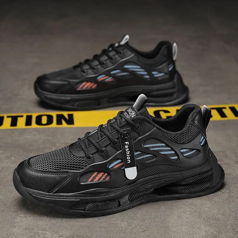 2026 men's breathable mesh shoes Korean version versatile thick soled sports shoes for casual running and outdoor activities