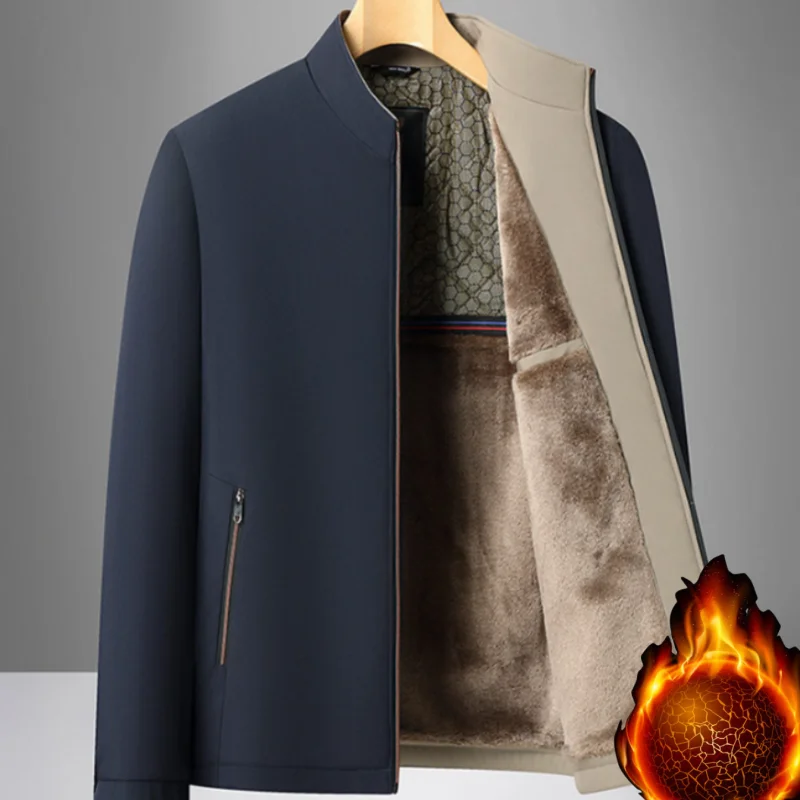 سترة سميكة مبطنة بالصوف للرجال، ملابس خارجية دافئة للرجال، معطف قطني، ملابس شتوية للأعمال #4