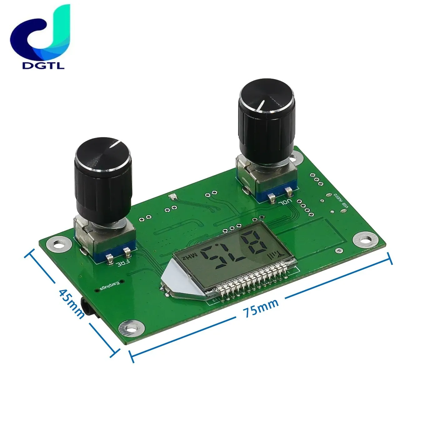 DSP PLL Digital Stereo FM Radio Receiver Module Board 87-108MHz With Serial Control Frequency Range 50Hz-18KHz Controller