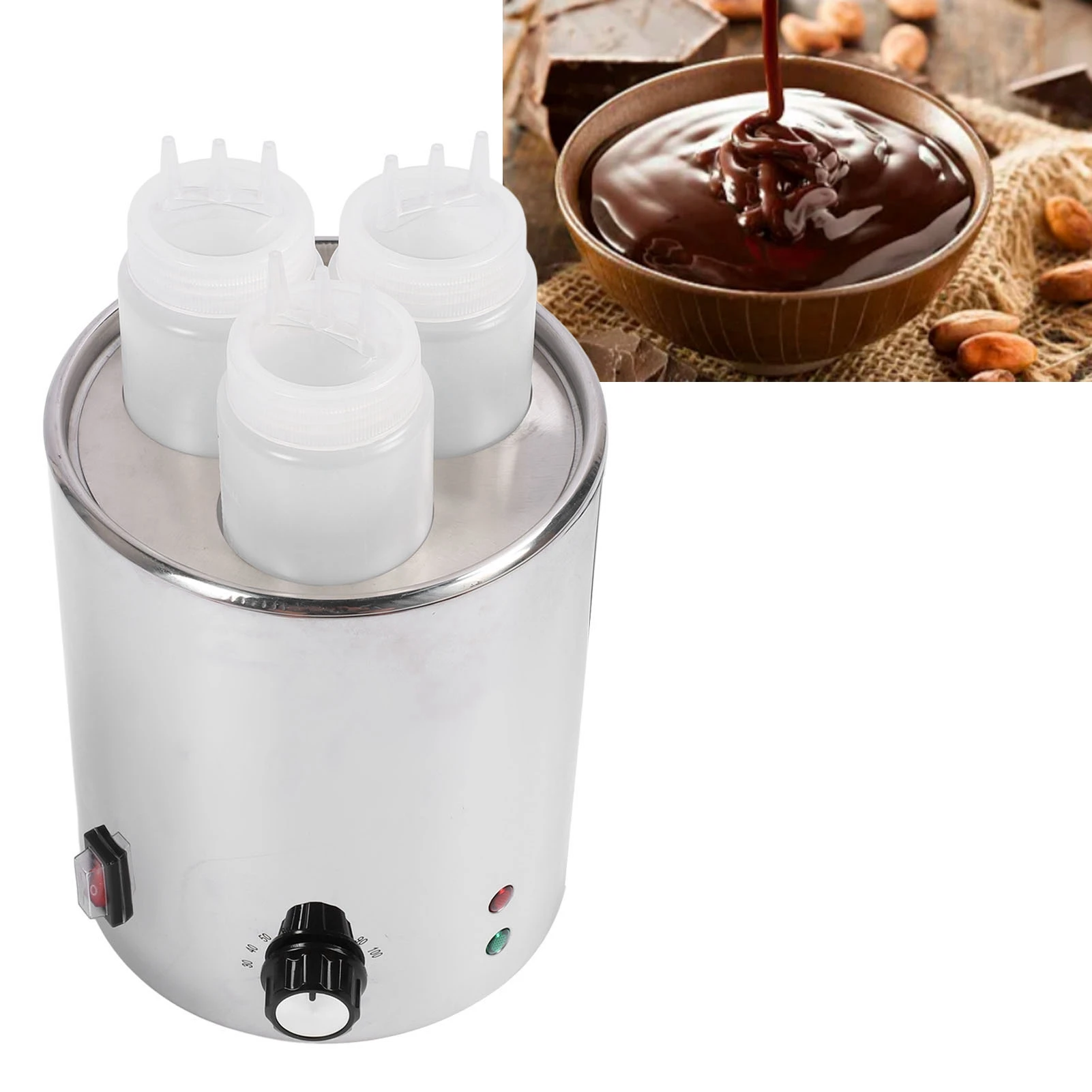 

Электрическая грелка для соуса, 30-100 градусов по Цельсию, электрическая грелка для сыра, водяная баня из нержавеющей стали, толстый нагрев для шоколада