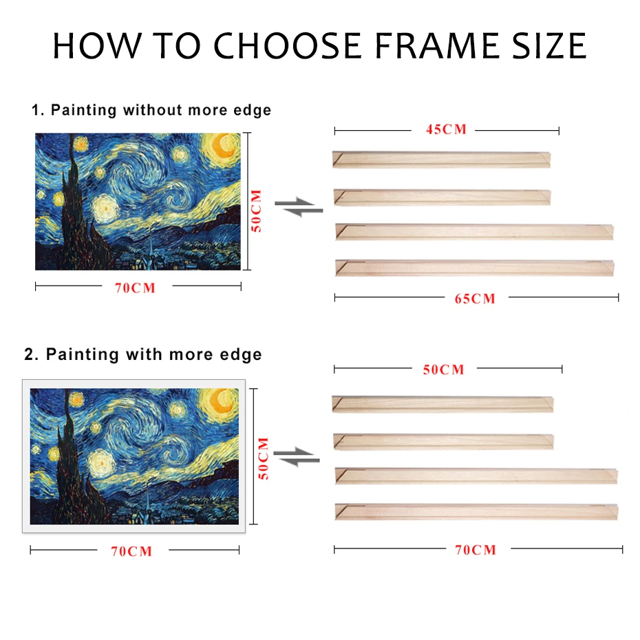 Solid Wood Canvas Picture Frame Kit DIY Stretcher Bars for Canvas Prints Diamond Oil Painting Wooden Wall Art Gallery Home Decor