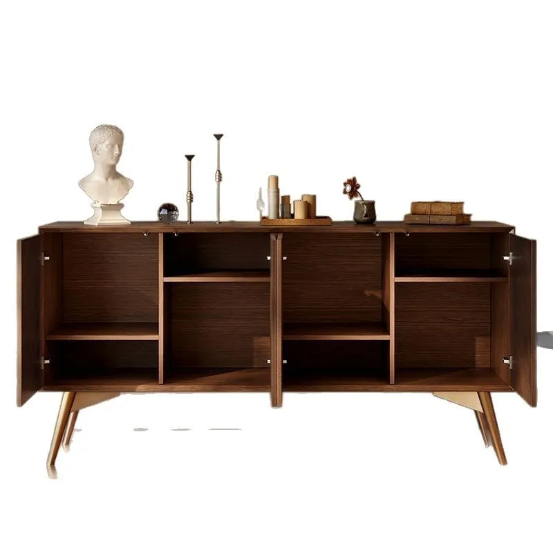 خزانة جانبية للمكتب من الخشب الصلب للتخزين على الحائط وغرفة معيشة منزلية بسيطة وحديثة #1