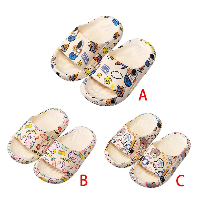 Boys Girls Cartoon Bathroom Antislip Soft Sole Slides Slippers Children Anti-slip Sandals Home Bathroom Shoes