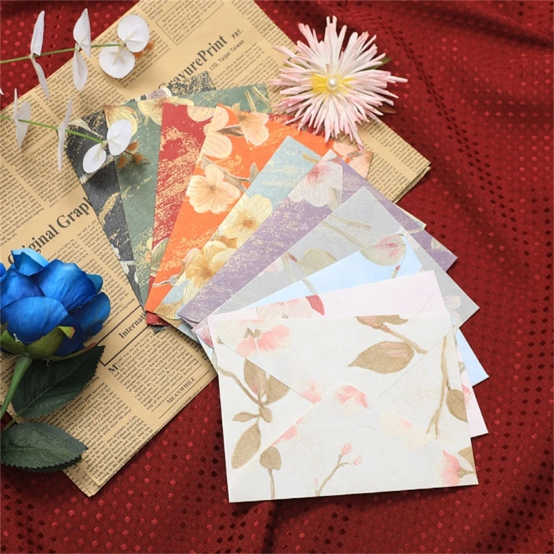 20Pcs Retro Floral Envelopes Folding Paper Envelope For Wedding Invitation Valentines Greeting Card Thank You Letter