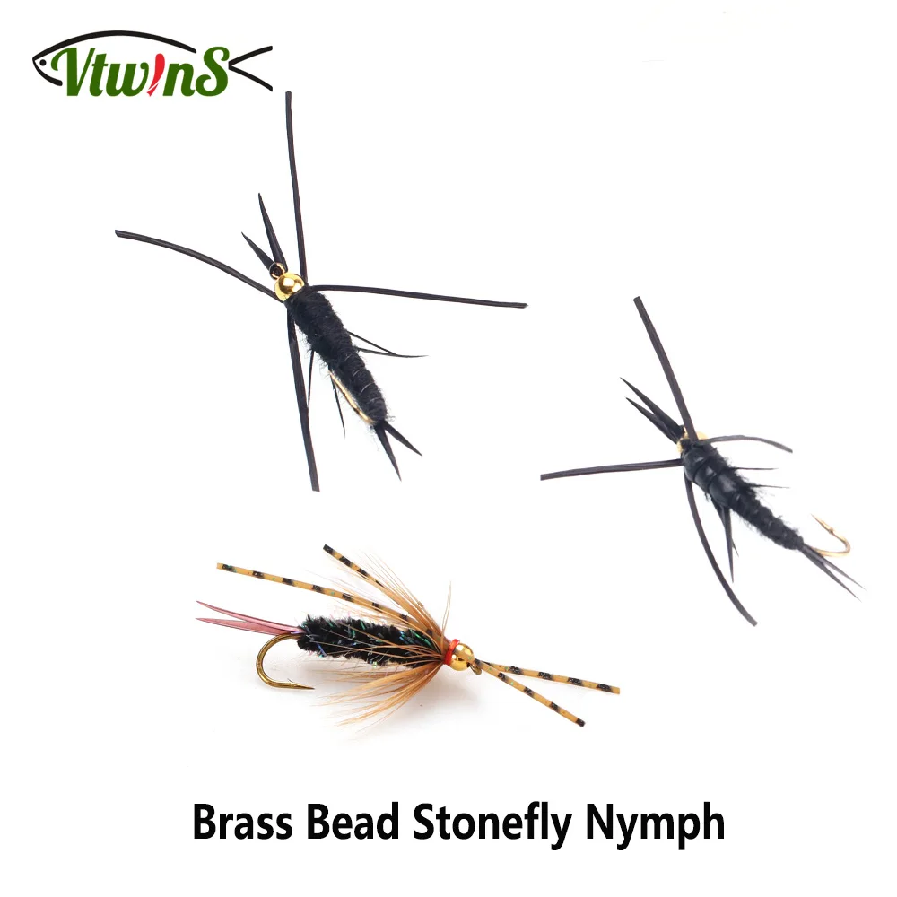 Vtwins Ninfa Stonefly mojada con púas para salmón – atado de moscas