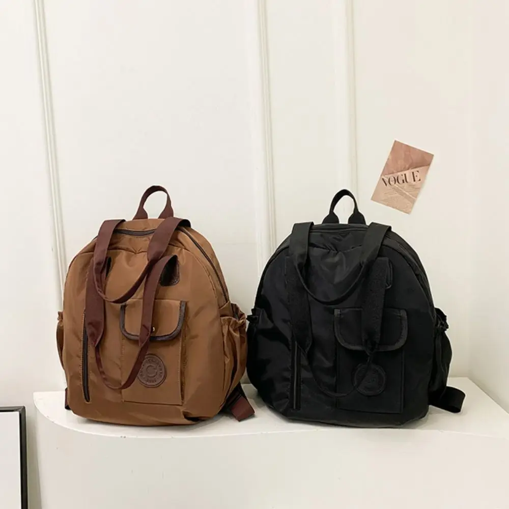 Zaino da nuoto in nylon stile coreano Borsa a tracolla di forma rotonda in tinta unita di grande capacità Borsa da fitness in nylon con design di nicchia da donna