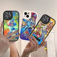 R-Rockman Mega Man Anime Game For iPhone 16 15 14 13 12 11 Pro Max Plus Leather Phone Cover