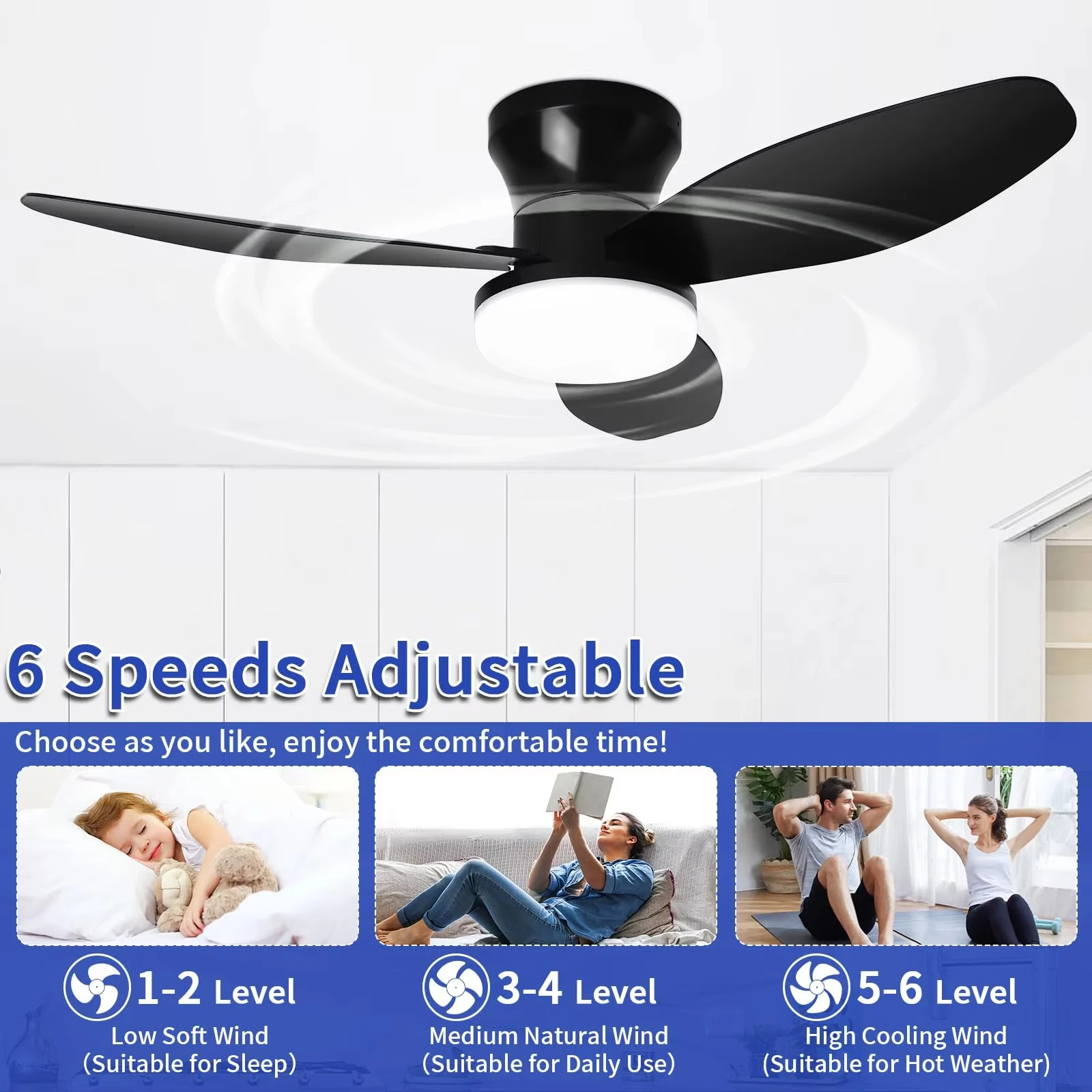 Ceiling fan with light casa inteligente socket fan light ventilatore da soffitto con luce de techo con luz silenciosos led cold