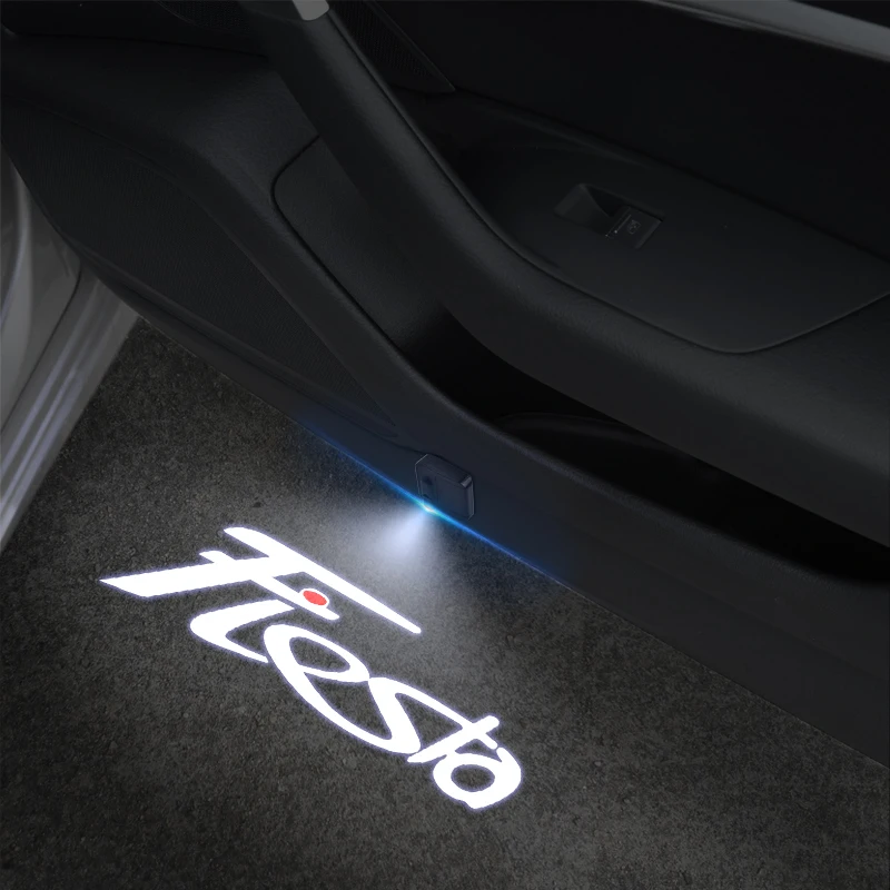 Luz de puerta de coche con emblema Kuga Fiesta, lámpara de bienvenida, proyector láser inalámbrico, decoración automática, LED HD