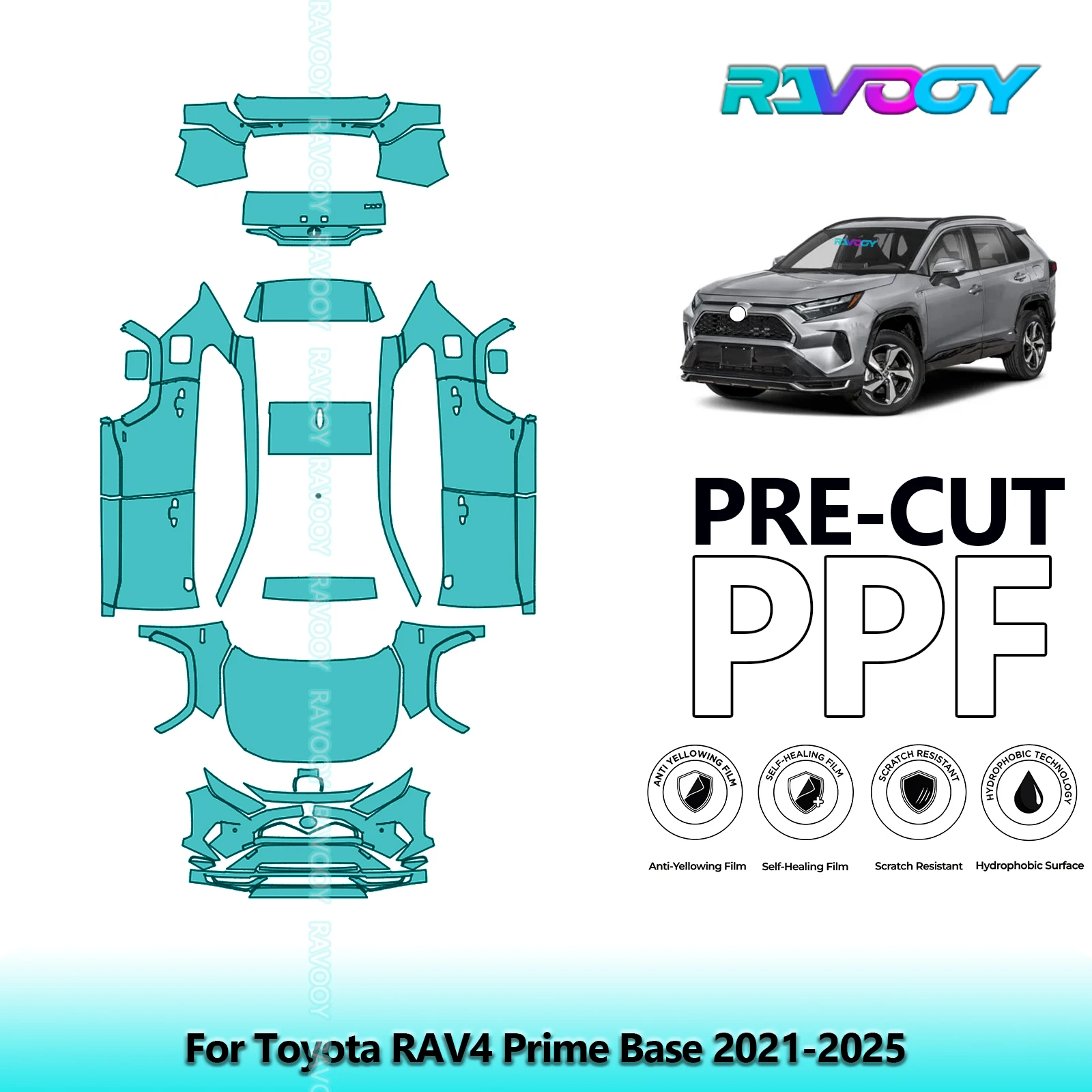 

Car Precut PPF Paint Protection Film Full Vehicle For Toyota RAV4 Prime Base 2021-2025