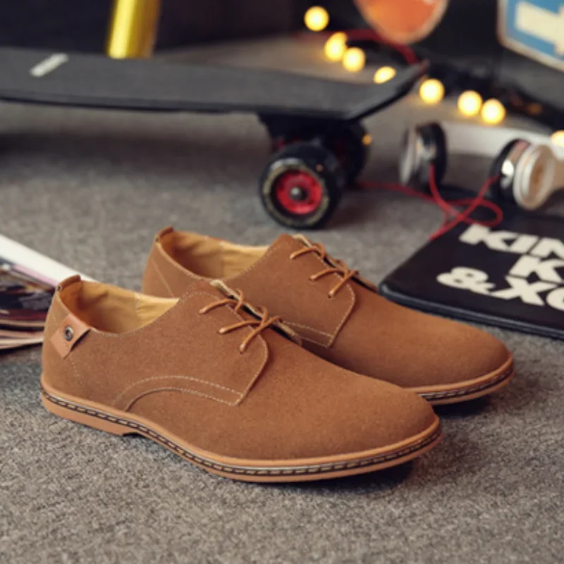 Men\'s Casual Shoes Suede Leather Men Shoes Business Dress Shoes Comfortable Oxfords Man Party Wedding Leather Shoe Plus Size 48