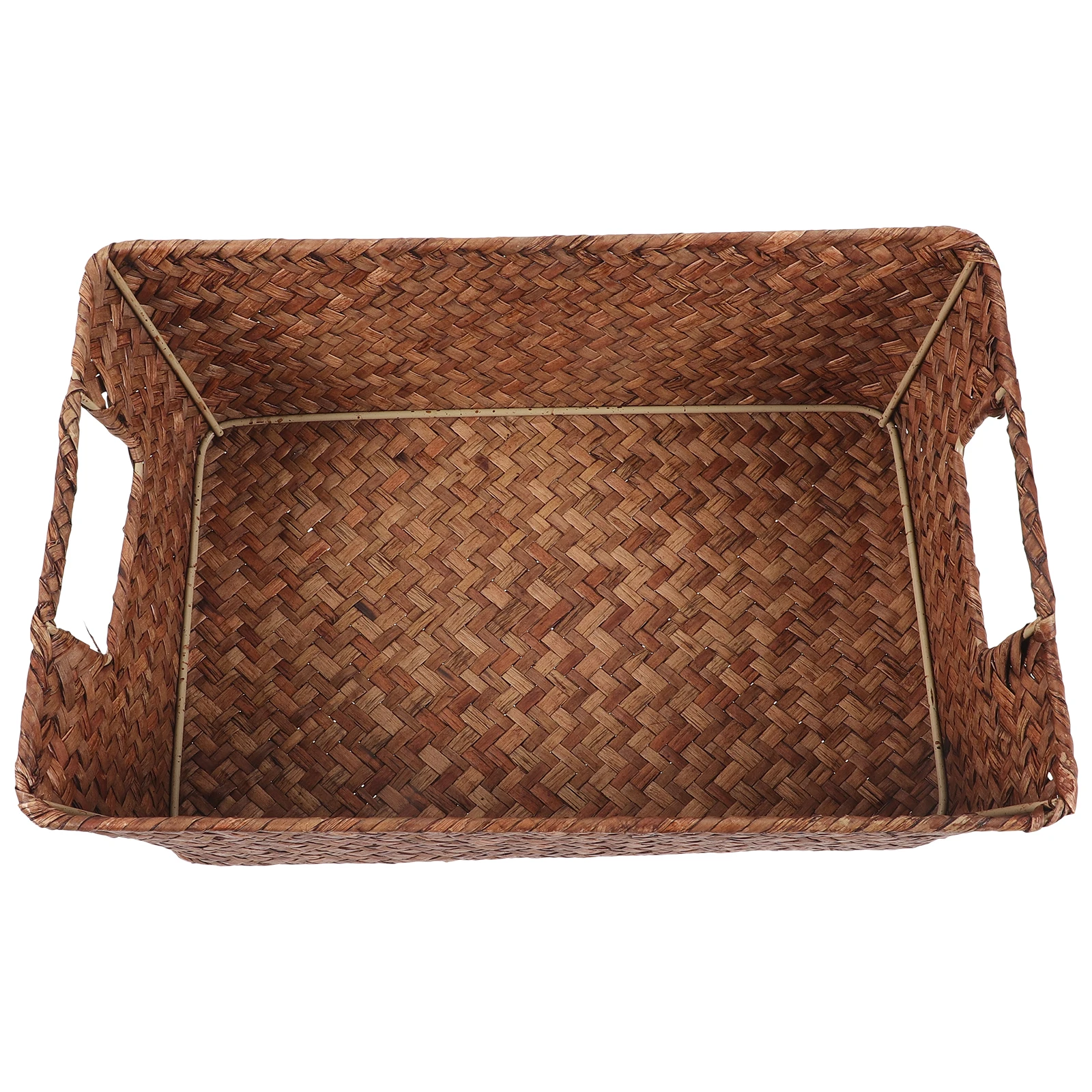 

Hand Woven Seagrass Storage Basket Rectangle Shape Portable Lightweight Decorative Multi Functional Sundries Holder