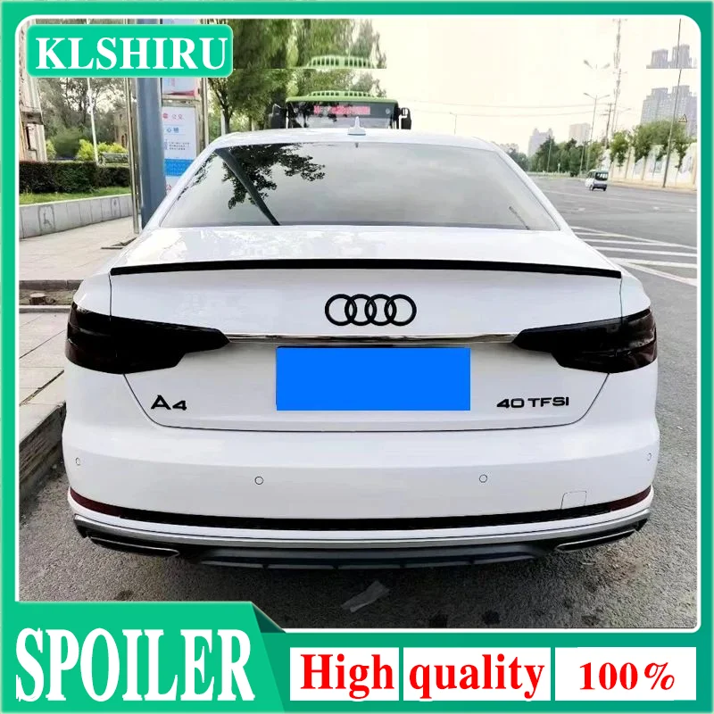 For Audi A4 B9 S4 S-line 2017-2020 S Style BLACK / Carbon Fiber Look Rear Spoiler Trunk Wing